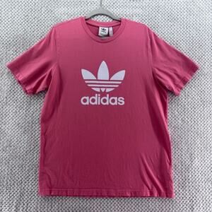 Adidas Top Women L Pink Graphic Tee Crew Neck Short Sleeve T-Shirt Sports